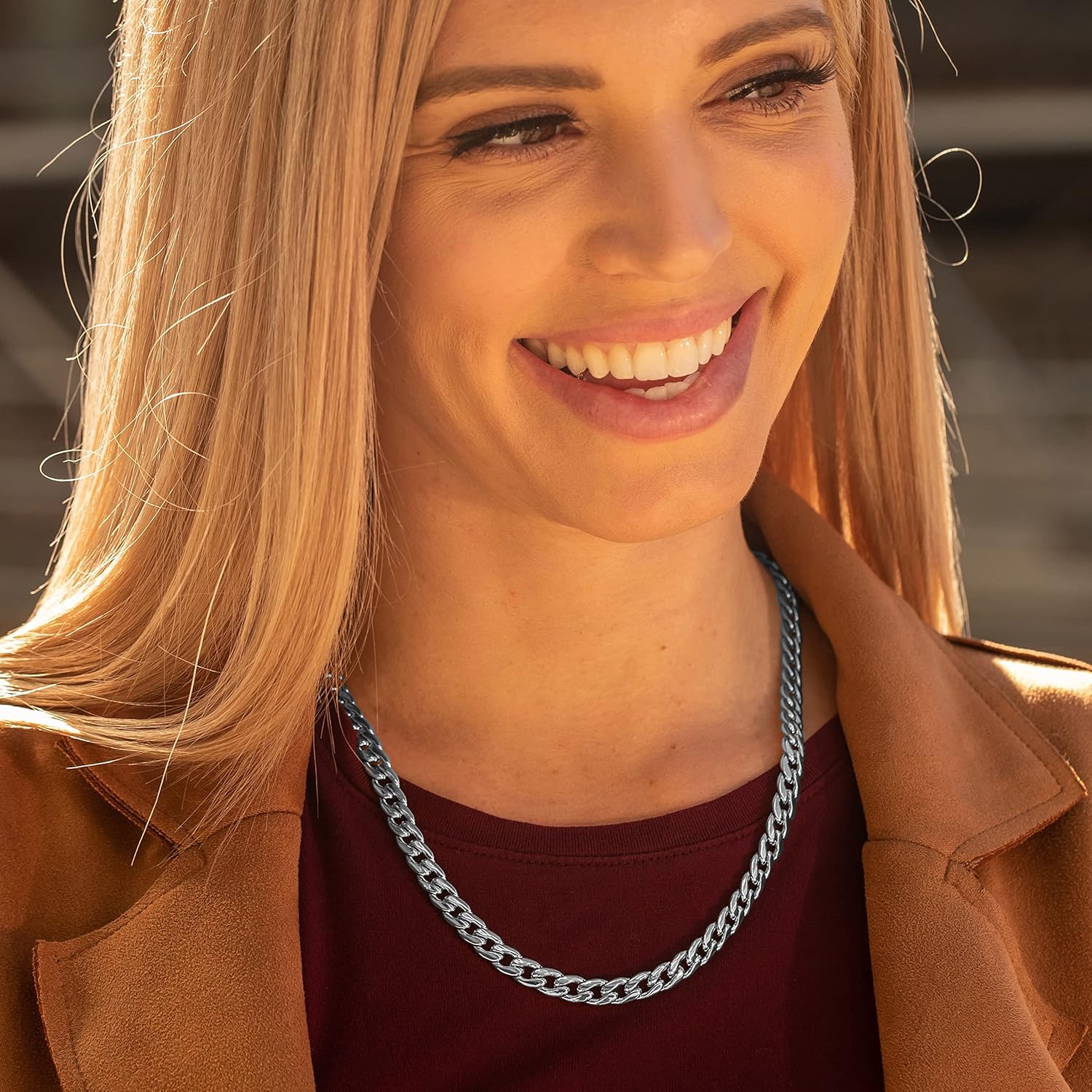 LIFETIME JEWELRY 7mm Polished Cuban Link Chain Necklace for Women & Men 24k Gold Plated - Image 2