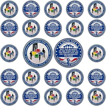 BHealthLife 24 Pcs Team Spirit Award Appreciation Coins Set - Teamwork Appreciation Coins for Employees - Team Appreciation Gifts Bulk Inspirational Teamwork Gifts for Coworkers Staffs Students