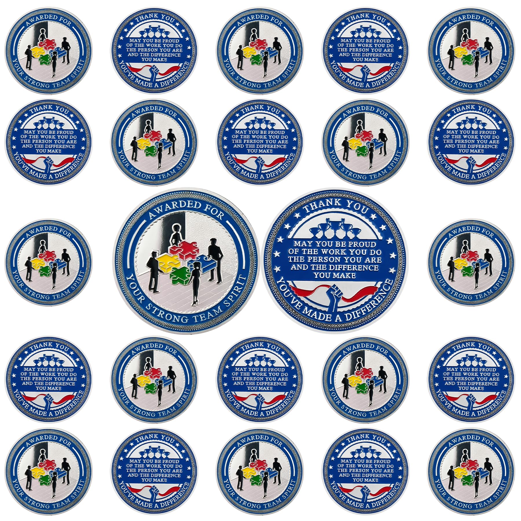 BHealthLife 24Pcs Team Spirit Award Appreciation Coins Set Recognition Gifts for Employees Inspirational Coins Bulk Gifts for Coworkers Team Members