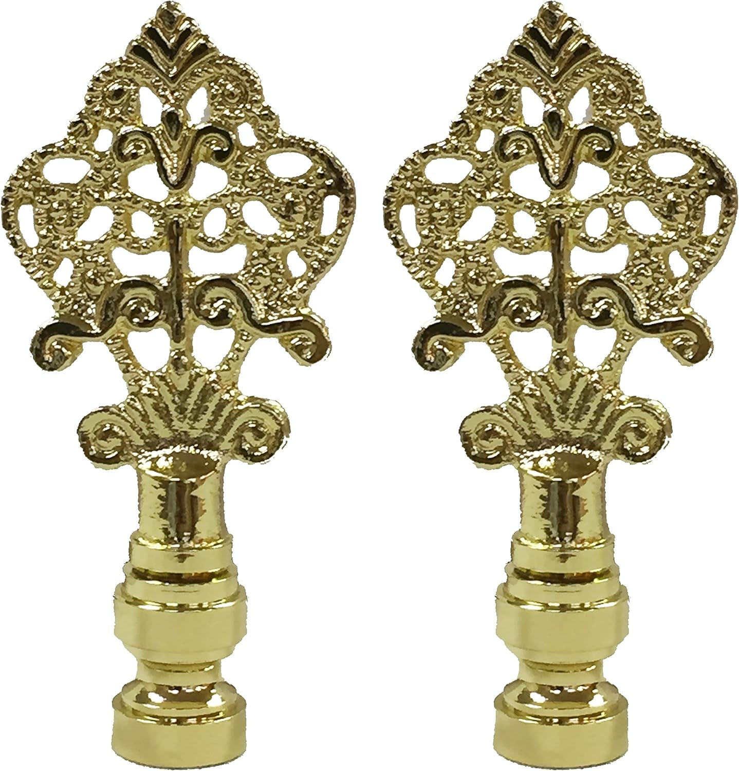 Royal Designs Vintage Key Design 3.25" Lamp Finial for Lamp Shade, Polished Brass - Set of 2