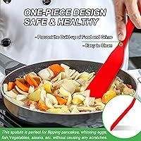 Vista 4 de Anaeat Juego de 2 Espátulas Delgadas de Silicona - Mini Espátulas para Servir Brownies - Volteador Spurtle Antiadherente para Cocinar Fácilmente