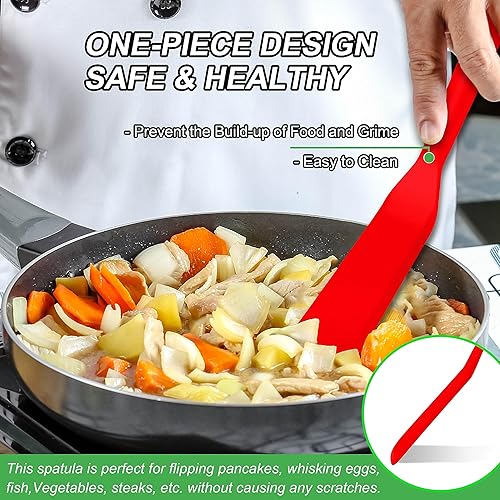 Miniatura 4 de Anaeat Juego de 2 Espátulas Delgadas de Silicona - Mini Espátulas para Servir Brownies - Volteador Spurtle Antiadherente para Cocinar Fácilmente