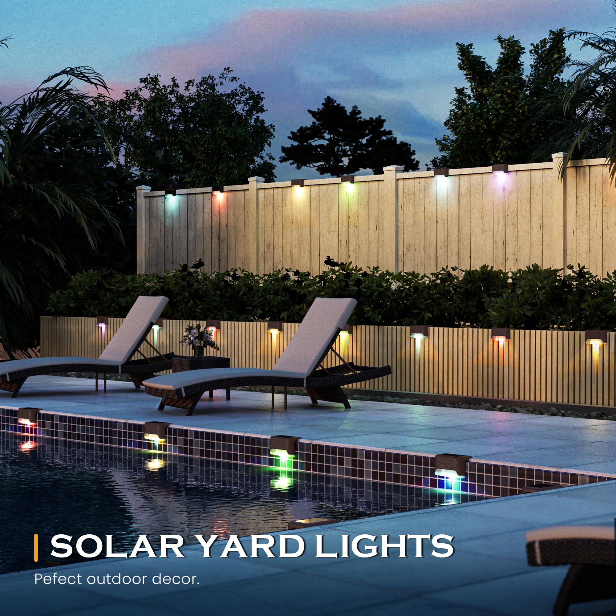 Solpex Luci solari per ponte, impermeabili, per scale esterne, gradini, recinzioni, cortile, patio e sentiero (marrone, cambia colore)