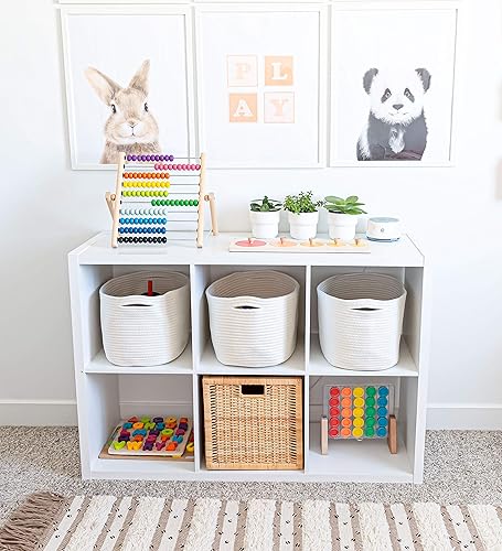 Miniatura 139 de OrganiHaus - Juego de 3 canastas con diseño de arcoíris para almacenamiento, canastas tejidas para organización, decoración pastel, guardar