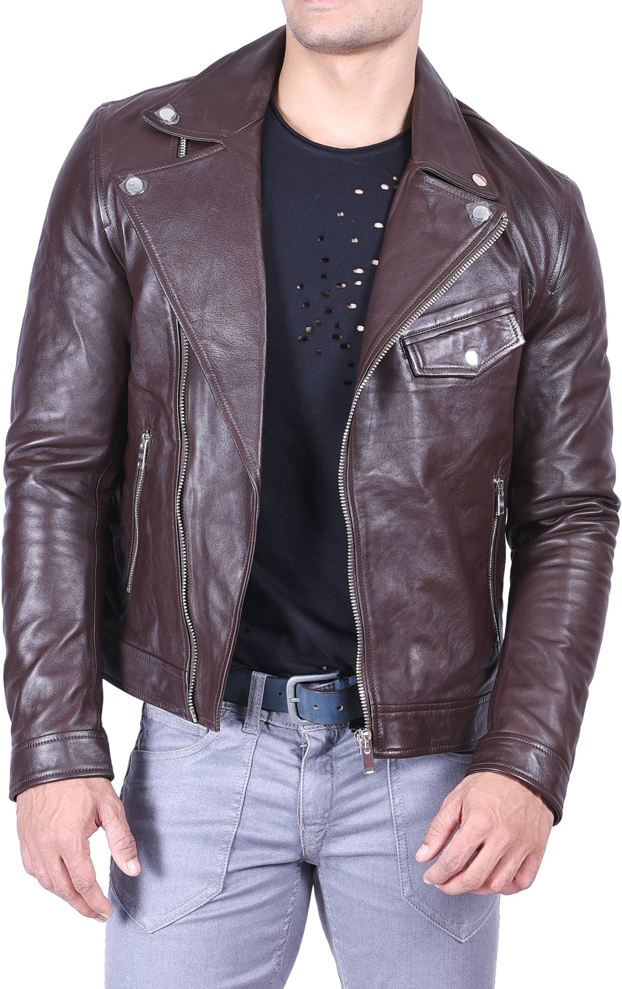 Men's Leather Jacket, Black Men Leather Classic & Stylish Moto Jacket Regular Fit 100% Pure Leather Jacket