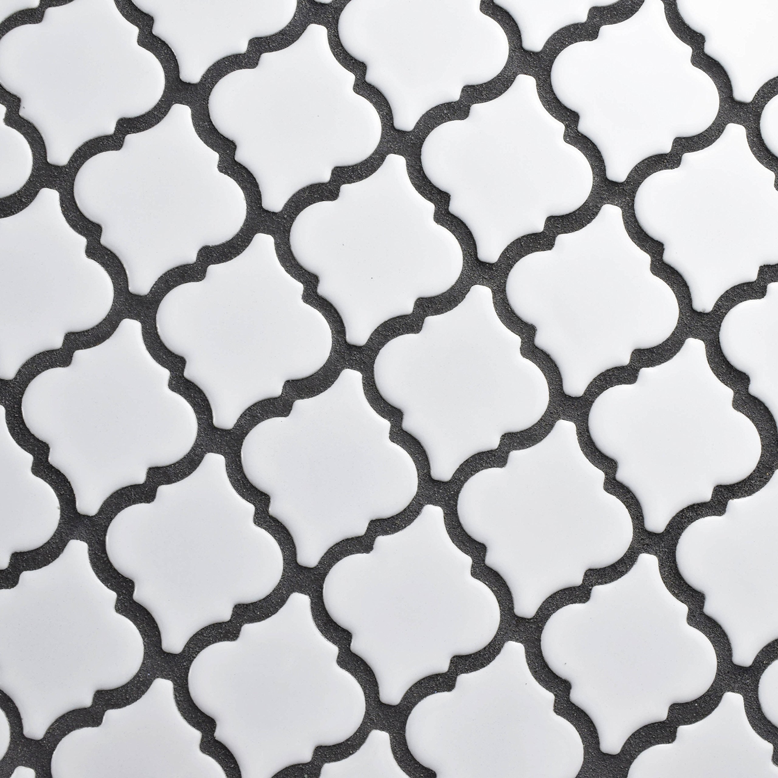 Merola Tile Hudson Tangier - Azulejo de porcelana blanca brillante de 12-3/8 x 12-3/8 pulgadas