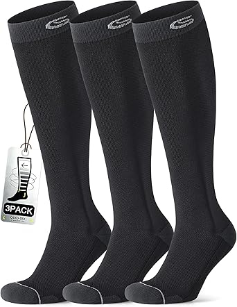 CelerSport 3 Pairs Compression Socks for Men and Women Running Support Socks