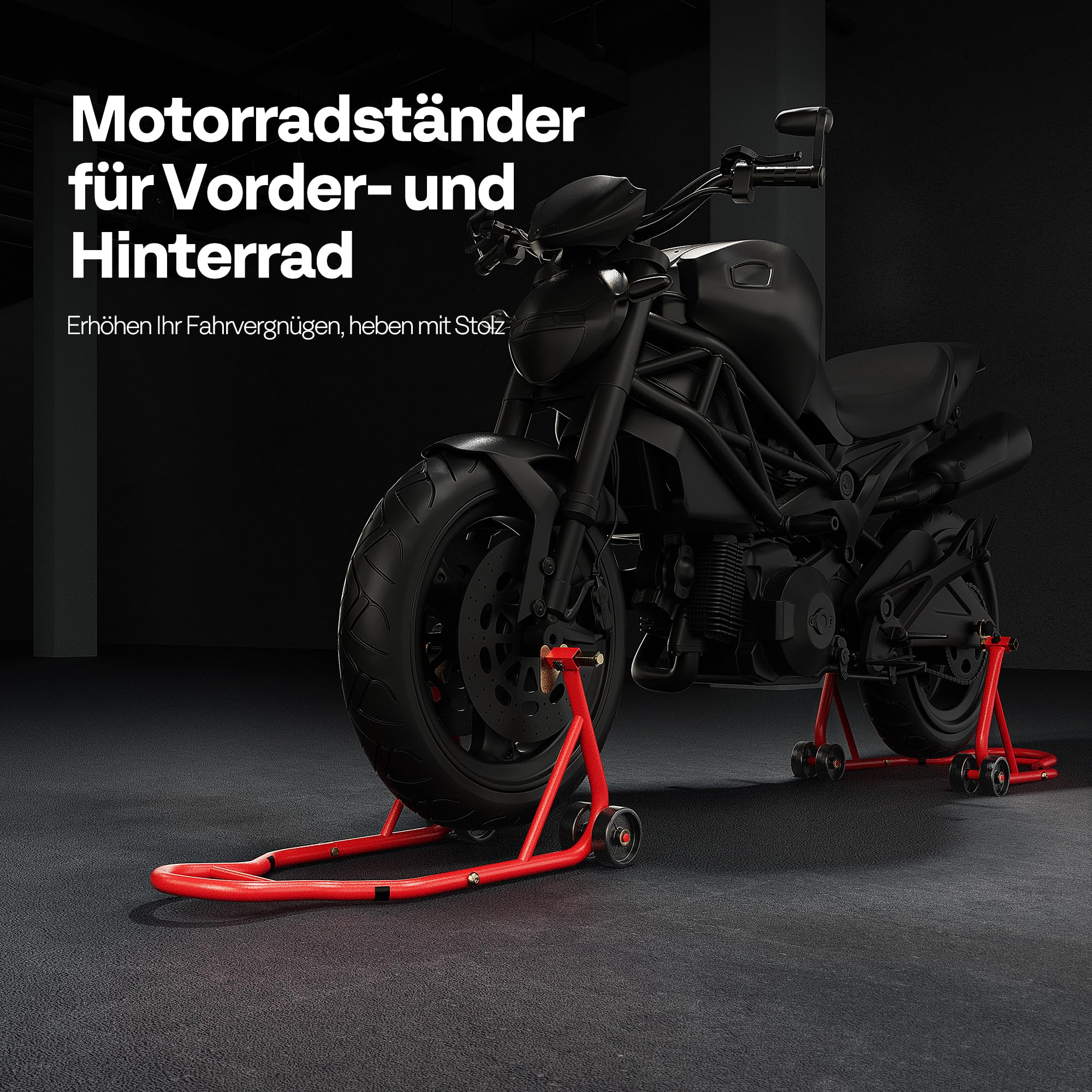SPECSTAR Motorrad Ständer Set 400 kg, Motorradständer vorne und U+L Typ für Reifenbreite 23-31cm für BMW Suzuki Yamaha Honda Kawasaki Universal,Rot