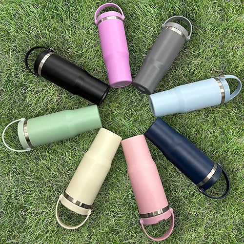 Miniatura 7 de Vaso de 30 onzas con asa superior, vaso aislado al vacío de doble pared con popote abatible, taza de café de viaje de 30 onzas con recubrimiento en