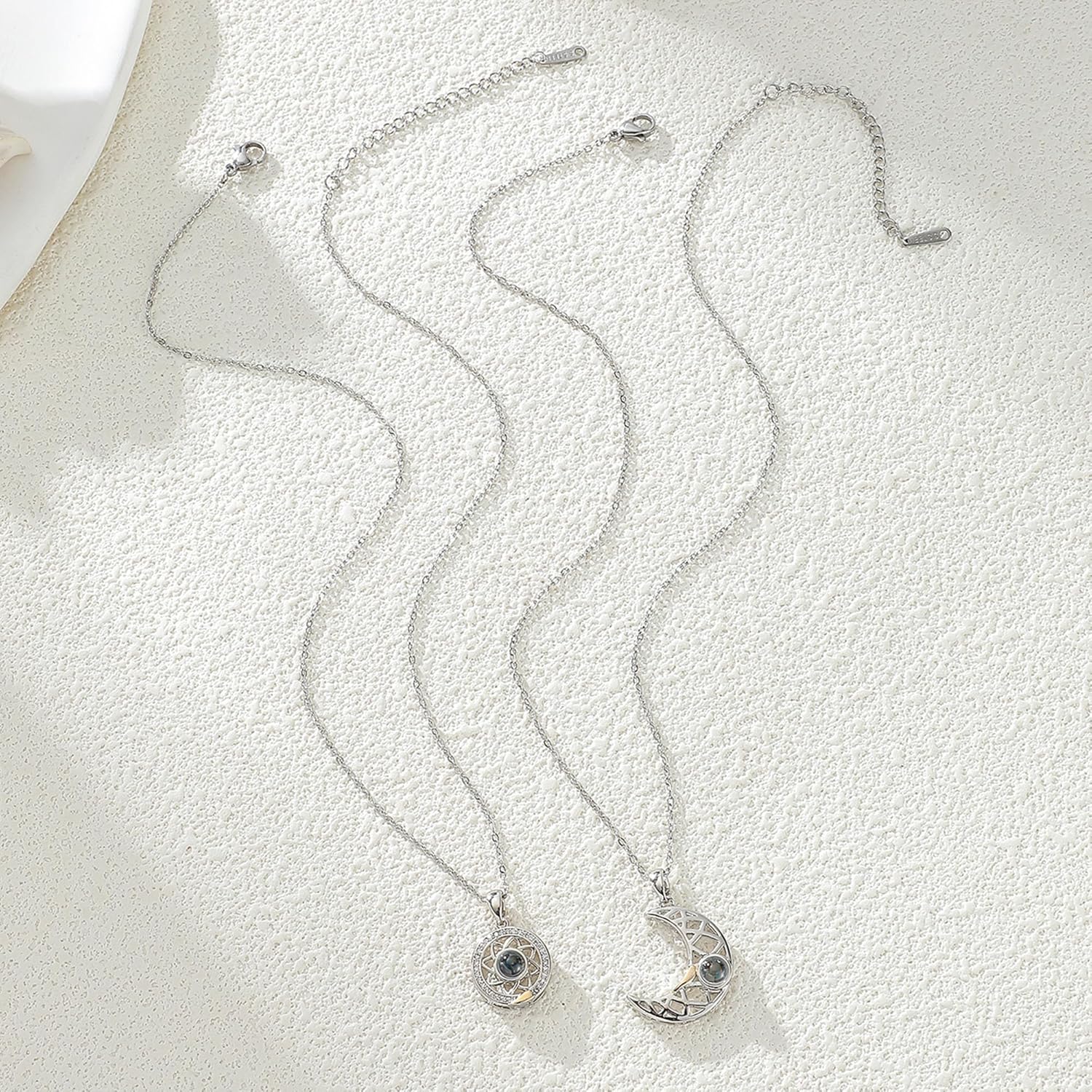 Yumikoo Couple Sun and Moon Necklace I Love You Necklace 100 Languages Matching Bff Friendship Heart Necklaces for Best Friends - Image 7