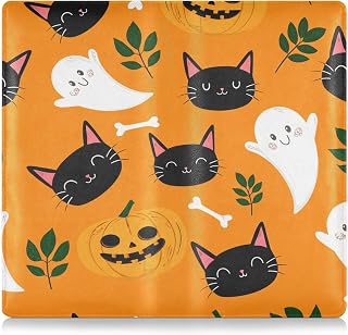 Burbuja Car Registration and Insurance Holder, Cat Faces Boo Pumpkins Leather Vehicle Glove Box Organizer Document Wallet Accessories Case
