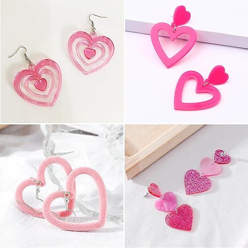 Miniatura 7 de Pink Heart Earrings Valentine Earrings for Women Valentines Day Gifts for Her Valentines Dress Shirts Outfits Accessories Pink Stuff Jewelry Gifts