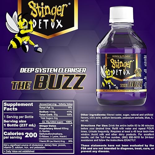 Miniatura 7 de Stinger Detox Buzz - Bebida extra fuerte 5X, sabor a uva, 8 onzas líquidas, paquete de 2