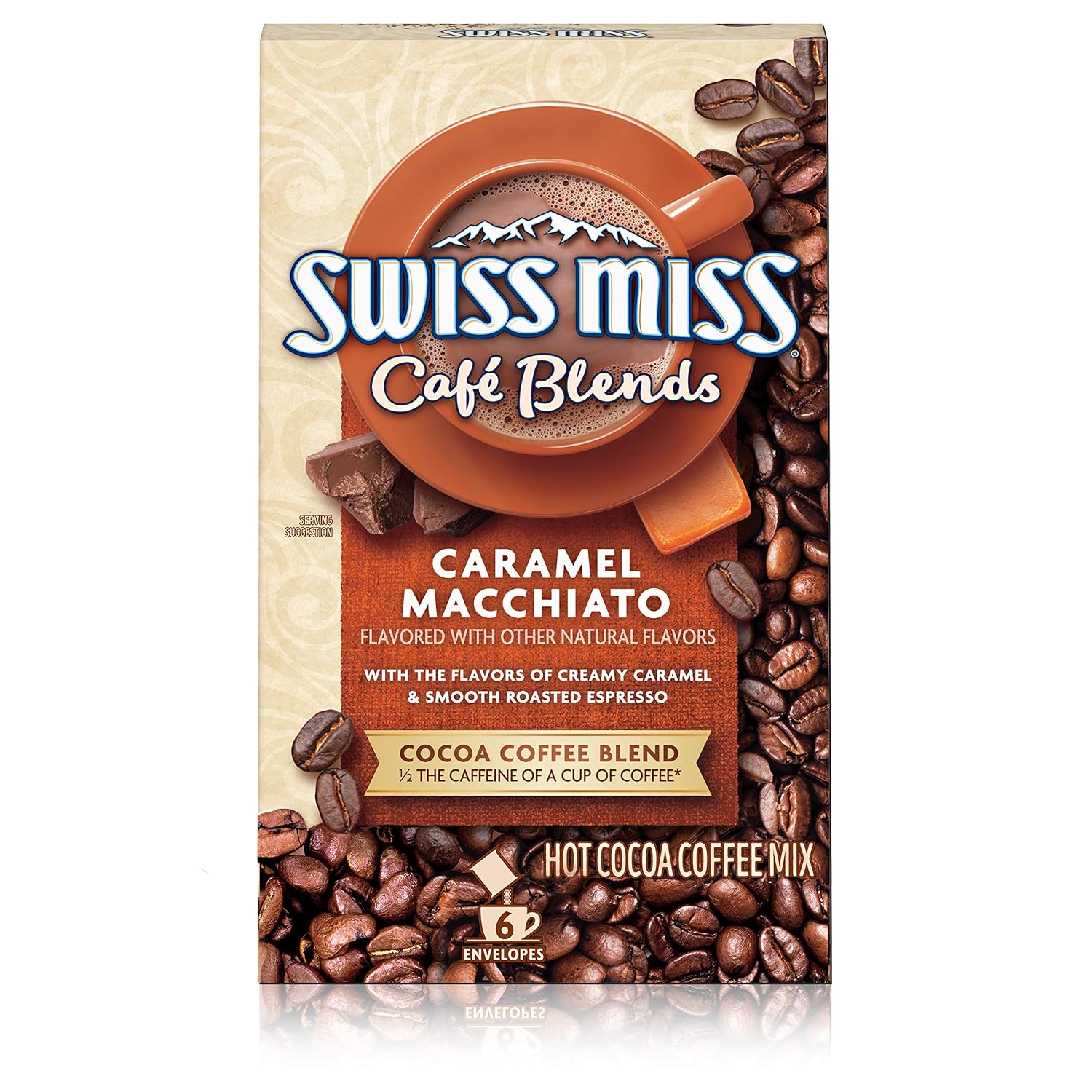 Swiss Miss Cafe Blends Caramel Macchiato Flavored Hot Cocoa Coffee Mix, 1.38 oz 6 ct