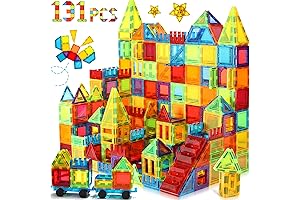131-Piece Kids' Magnetic Tile Playset (Ages 3-5)