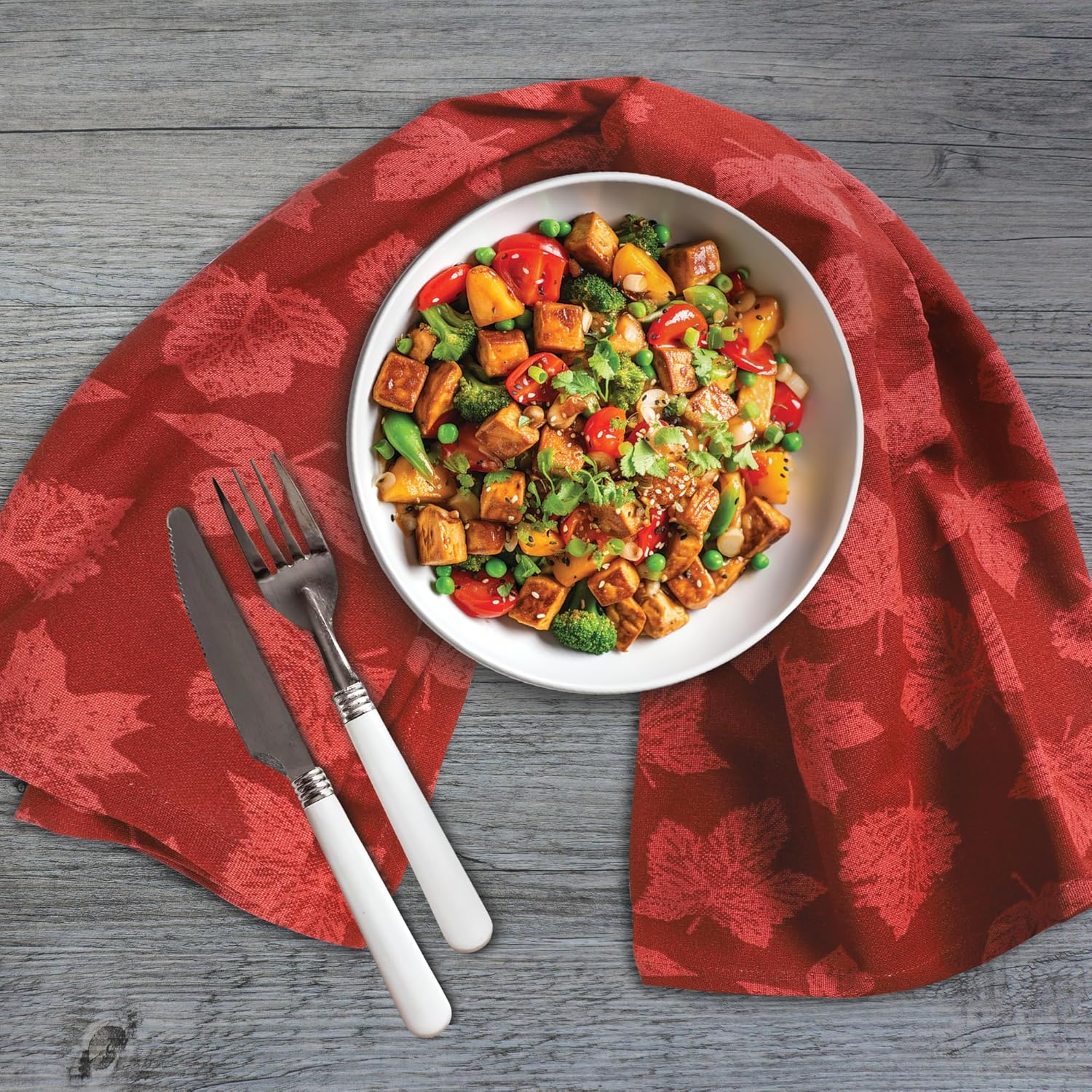 Urban Villa Kitchen Towels Harvest Leaf Print Towels Set of 6 20" X30” 100% Cotton Highly Absorbent Quick Drying Dish Cloths & Dish Towels Thanksgiving Fall Tea Towels with Hanging Loop Towels - Image 2