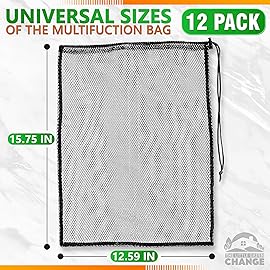 12Pcs Mesh Laundry Bags for Delicates - 13x15.5 inch Black Drawstring Bag Washable Laundry Bag Mesh Stuff Sack Nylon Mesh Bag - Sports Equipment Bag Cloth Bags Drawstring Backpack Organizer Small Mesh
