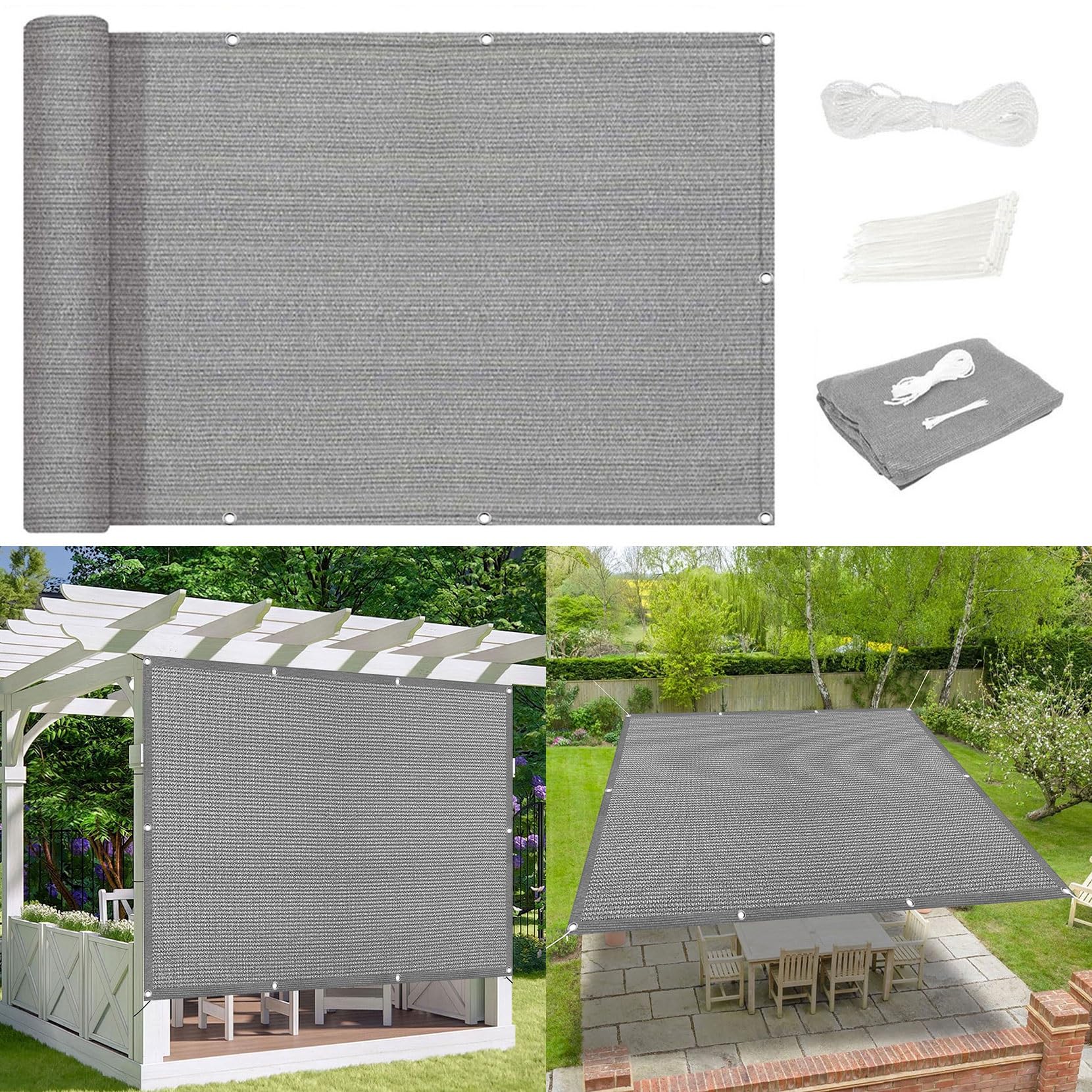 Filet brise-vent 325x1000 cm avec œillets pour stopper le vent fort et le soleil sur le patio