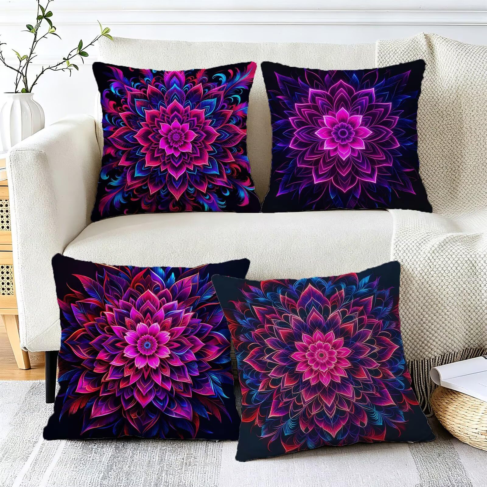 Coussin Exterieur Impermeable Violet, Taie Oreiller 45x45, Cod-343