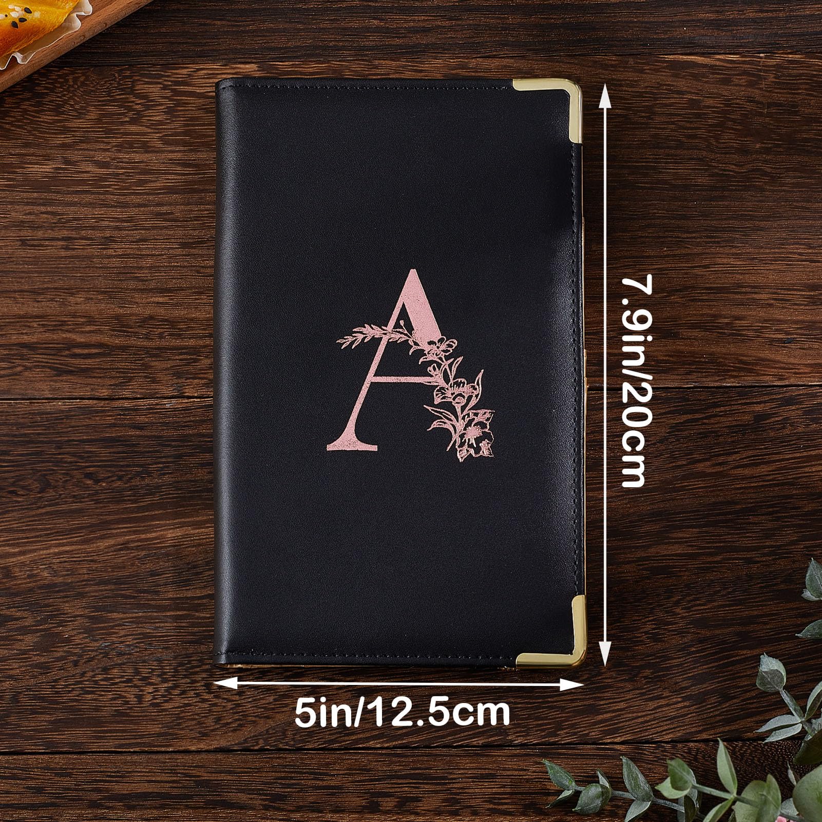 FIODAY Alphabet Server Book For Waitress/Waiter - PU Leather Check Holder With Zipper Pocket & Gift Keychain - View #3