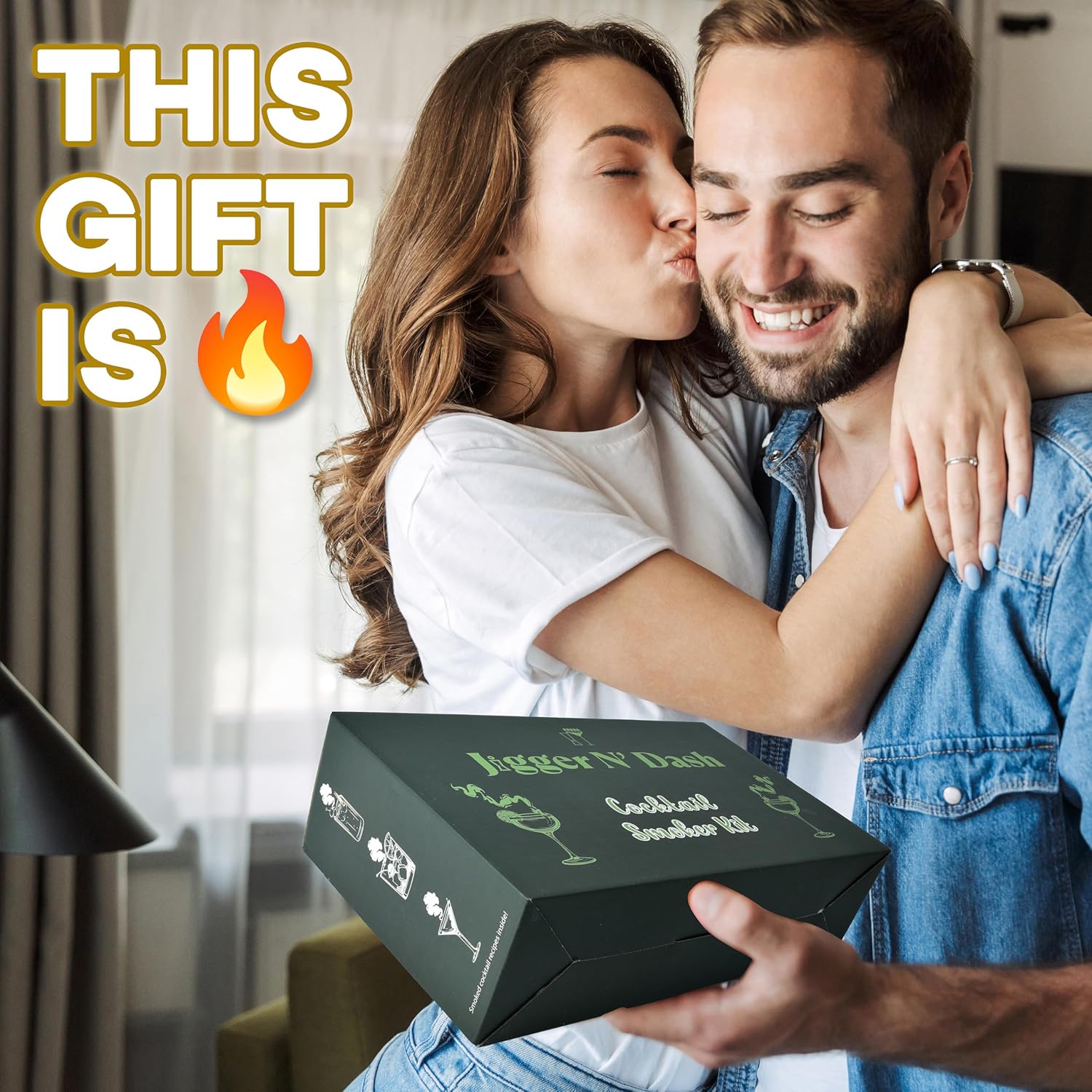 Jigger N' Dash Cocktail Smoker Kit with TORCH, Tiki Top Whiskey Smoker Kit, Bourbon Gifts for Men Old Fashioned Kit Infuser Kit Bourbon Kit Whiskey Smoker Set