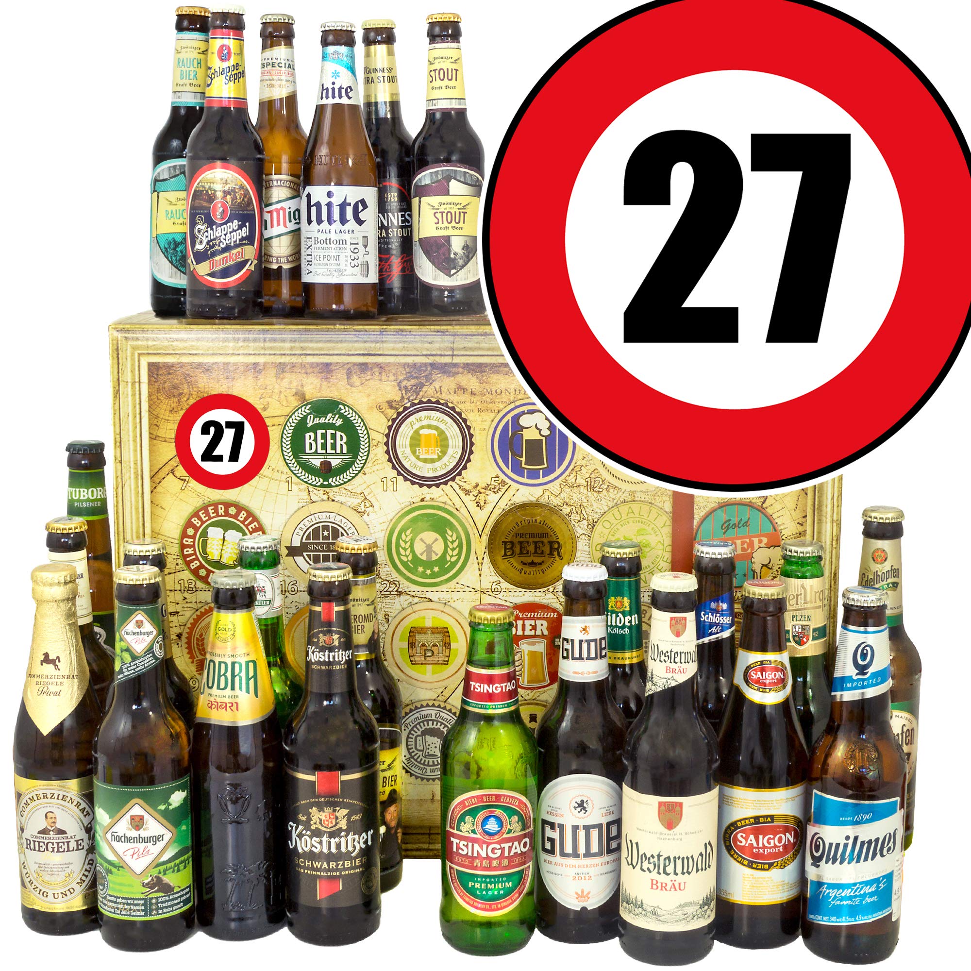 Geschenk Idee 27. Mann / 24x Biere DE und Welt/Geschenk 27ter Geburtstag/Adventskalender 2024 2025 Bier