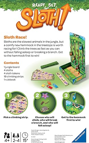 Miniatura 3 de Ravensburger 20577 Ready Steady Sloth Juegos de viaje para niños a partir de 4 años