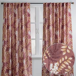 Maison d' Hermine Curtains for Living Room 100% Cotton 50"x96" (Pack of 2) | 96 inches long Light Filtering Curtains for Windows Bedroom with Rod and Loop Pockets - Feuillage - Cameo Brown