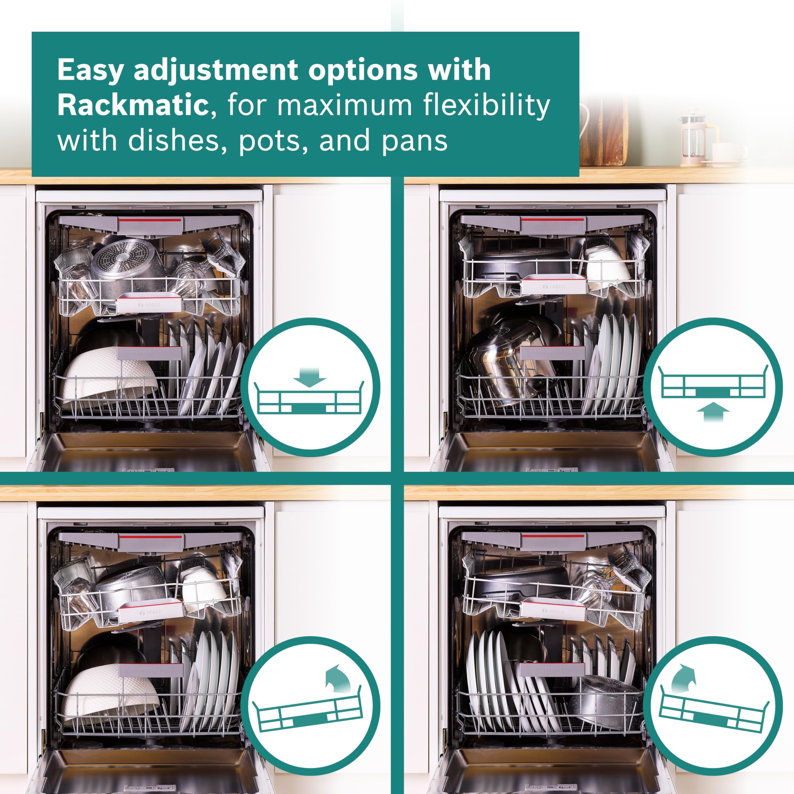 Bosch SMS4EMW06G Series 4, Freestanding Dishwasher 60cm, Home Connect, ExtraDry, Remarkably quiet, Glass Care, Rackmatic Adjustable Basket, Smart Start, ExtraShine Option, AquaStop, White — view 6