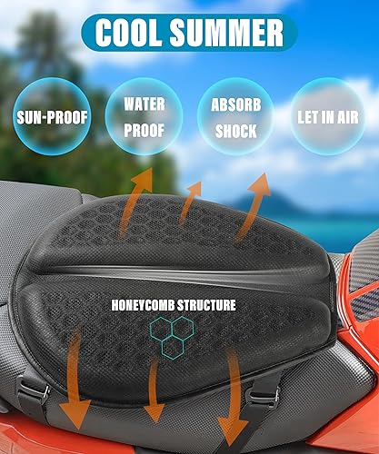 Miniatura 3 de ESEWALAS Cojín universal para asiento de motocicleta, almohadilla de asiento de gel para motocicleta con funda de asiento transpirable de panal 3D