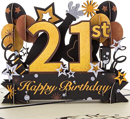HOMANGA Tarjeta desplegable de feliz cumpleaños 21, tarjeta de cumpleaños 21 con nota y sobre, regalos de 21 cumpleaños para hijo, hermano, sobrino,