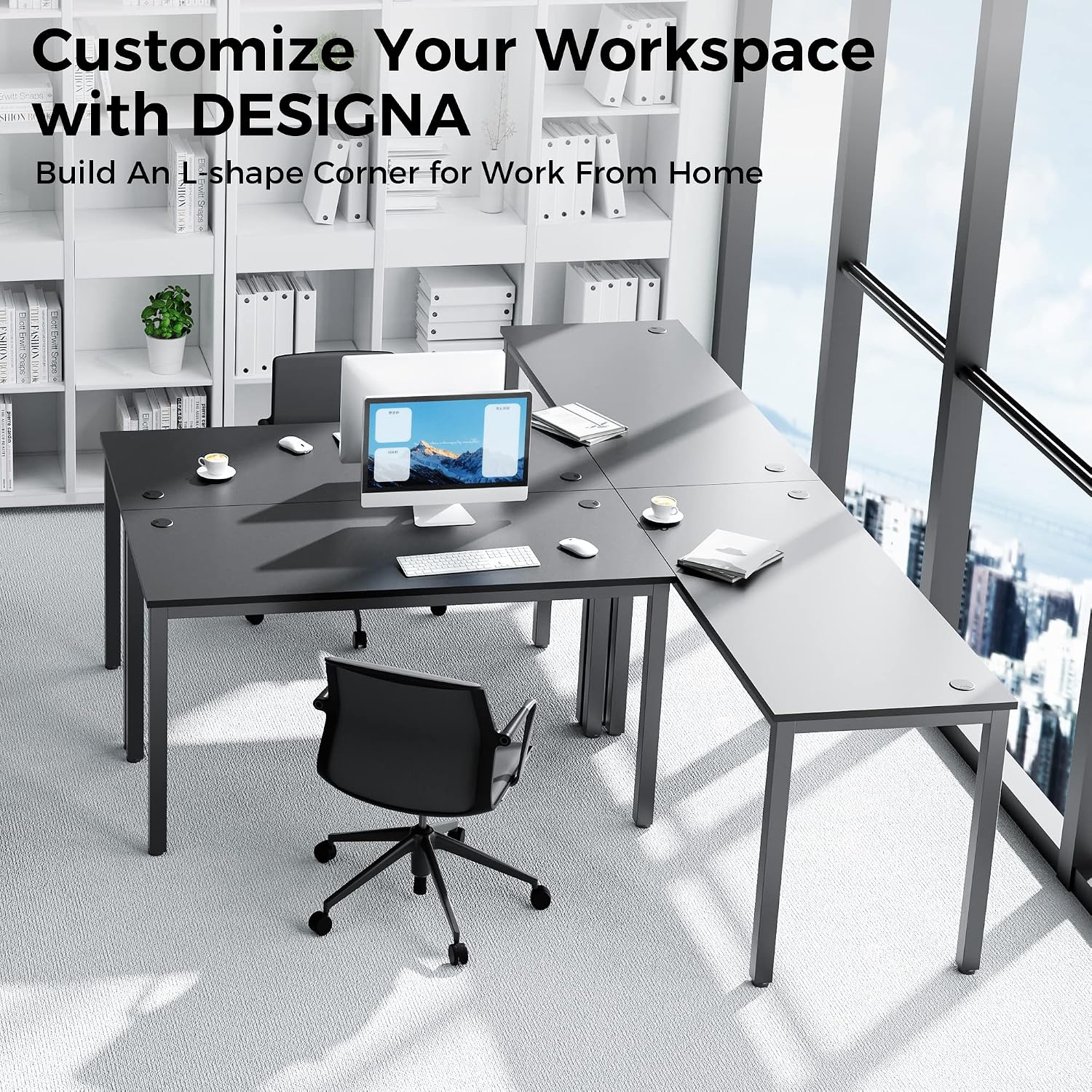 DESIGNA Computer Desk 55", Study Writing Desk for Home Office, Modern Simple Style Desk, Sturdy & Easy Assemble, Black