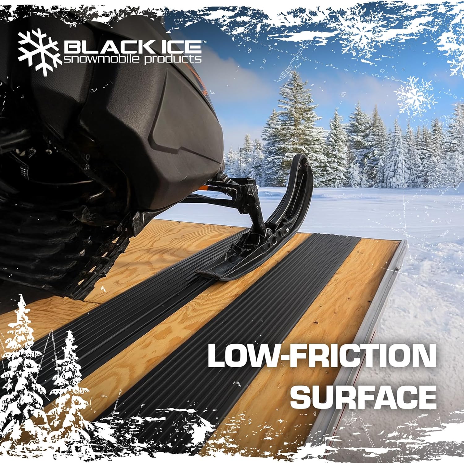 Black Ice Snowmobile Trailer Ski Guides 7' 10" Carbide Glide Protector
