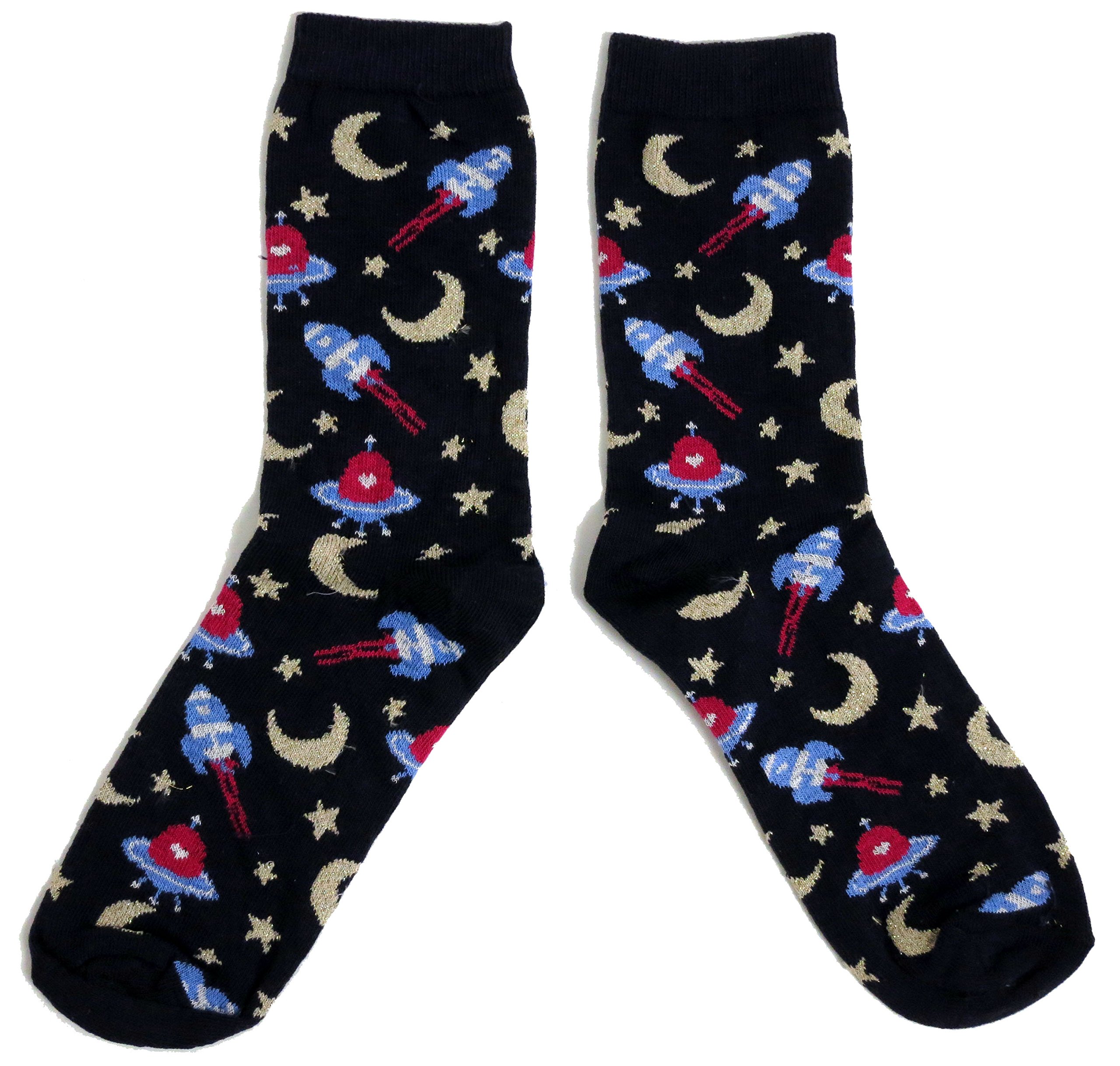 Sock Shack Women's Blue Midnight Space Adventure U.f.o. Socks Uk 4-8 Eur 37-42 Usa 6-10