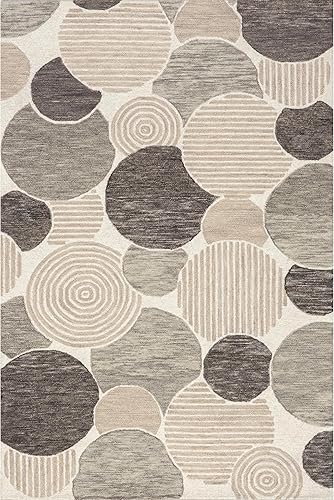 Miniatura 3 de nuLOOM Zora Contemporary Pebbles - Alfombra de lana de 8 x 10 pies, color beige