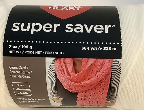 Miniatura 2 de Hilo Red Heart Super Saver (blanco E300-0311). 7 onzas364 yardas cada una, 2 bolas. Juego de 2