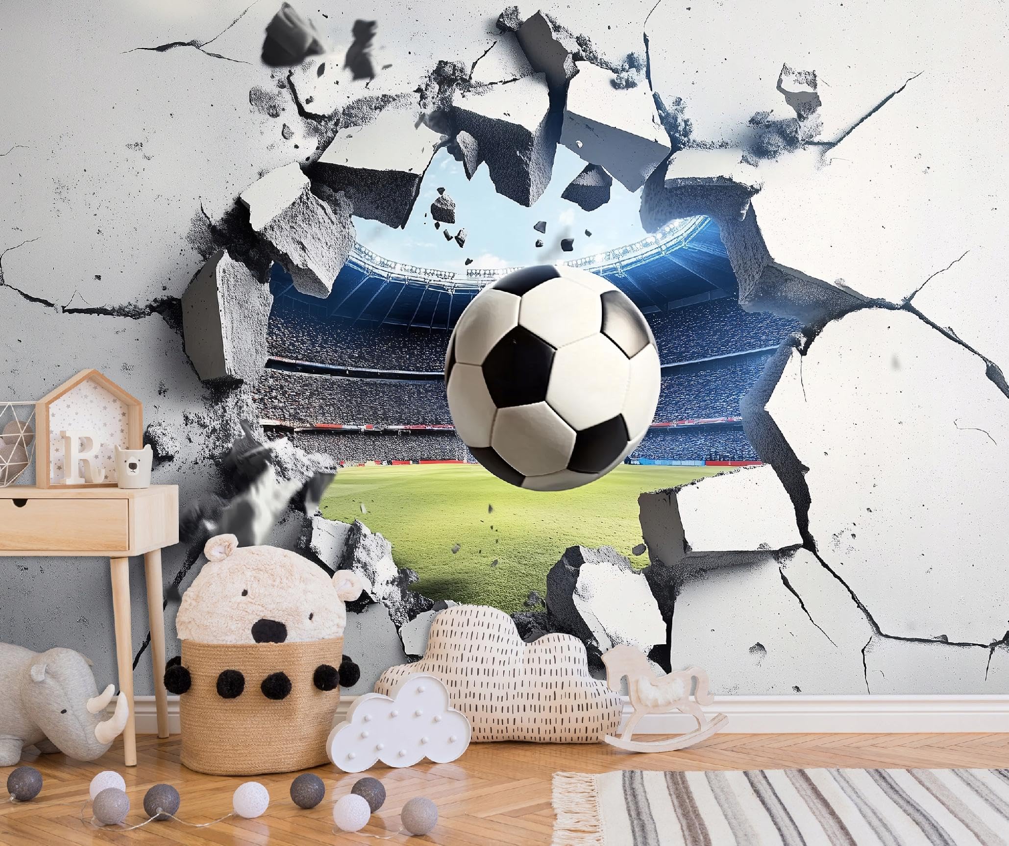 WallArena Vlies Fototapete, Fußball, 350x250cm | Fototapeten - Tapeten - für Wohnzimmer Schlafzimmer - Vliestapete Wandtapete Tapete 3D Effekt- inkl. Kleister