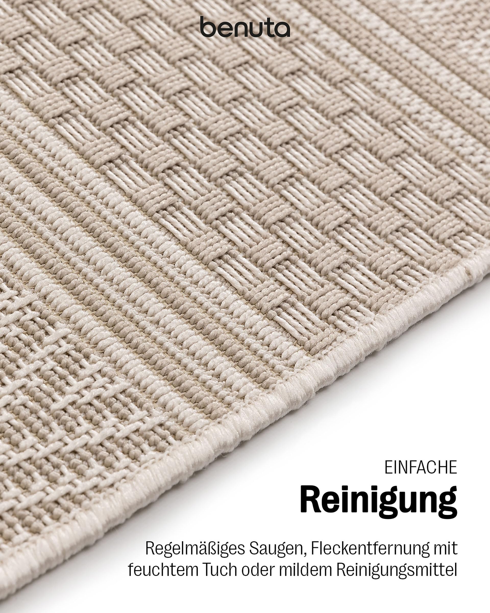 benuta In- & Outdoor Teppich Naoto Beige 120x170 cm | Pflegeleichter Teppich geeignet für Innen- und Außenbreich, Balkon und Terrasse