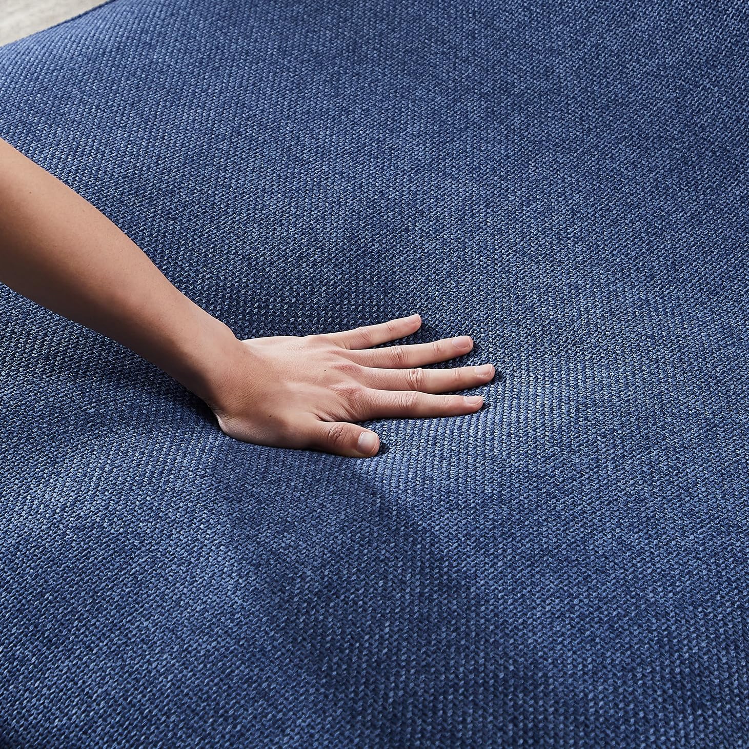 Premium PRO Design Aufblasbarer Camping Sessel mit Textil-Bezug - Ergonomischer Outdoor Lounge Chair - Doppelwandig & Robust - Strand & Festival Luftsofa (Meridian Chair mit Lounge Sitz, Blau)
