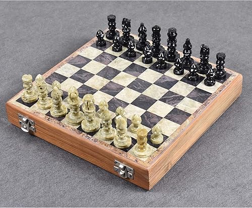 Miniatura 3 de Royal Chess Mall - Juego de piezas de ajedrez talladas a mano con piedra de jabón -incluye estuche de almacenamiento-10 tableros