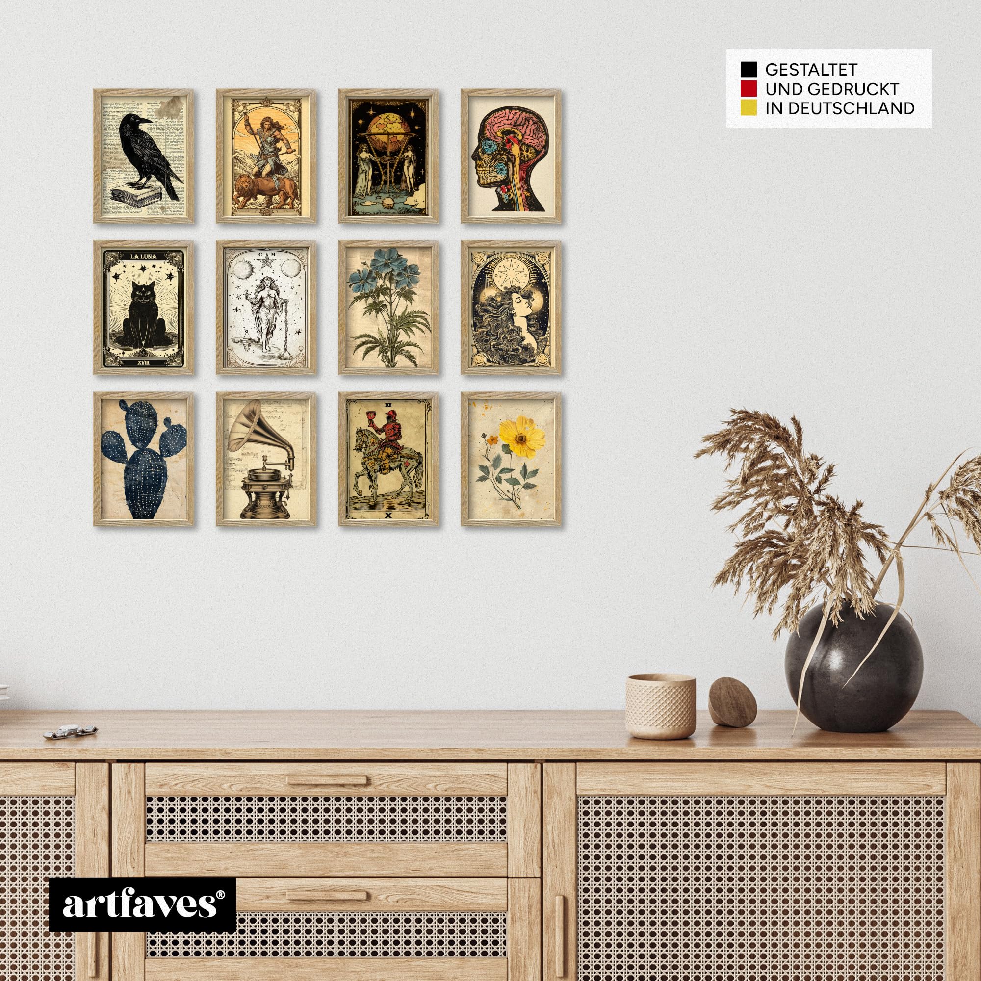 ARTFAVES Set di cartoline Tarocchi vintage I 30 diverse cartoline DIN A6