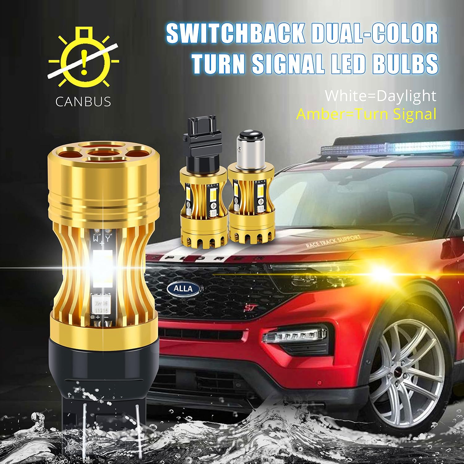 Alla Lighting 3457 4157 3157 Switchback LED Bulbs, Dual-Color Amber Yellow Turn Signal Lights/6000K White Parking Light/DRL 3157 A 3457NA 4157 NA 3757NA 5702AK 3057