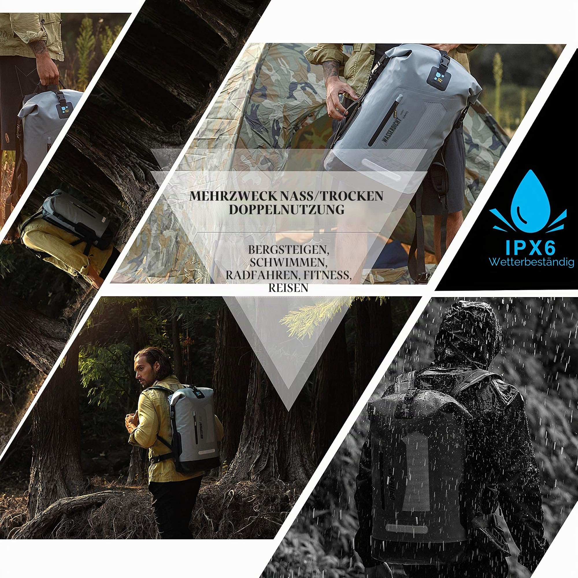 IDRYBAG Wasserdichter Rucksack Dry Bag 20L/30L/40L, schwimmender trockener Rucksack wasserdicht für Männer, Trockensack wasserdichte Tasche für Rucksackreisen, Kajak