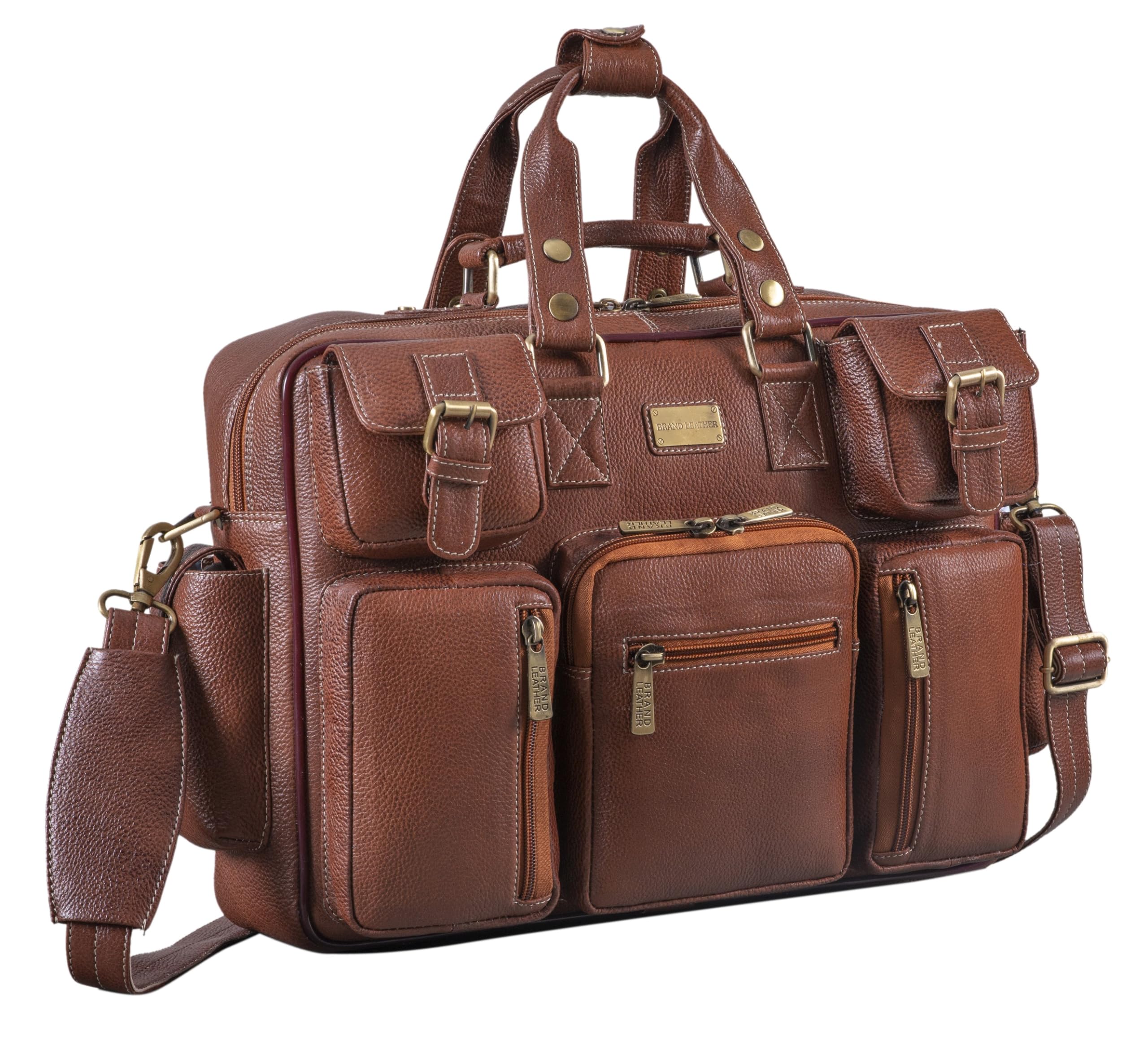 Genuine Leather Laptop Bag for Men - Office Bag, Brown - Fits Up to 14/15.6/16 Inch Laptop/MacBook - Laptop Messenger Bag/Side Shoulder Bag with Adjustable Strap - 1 Year Warranty-image-28