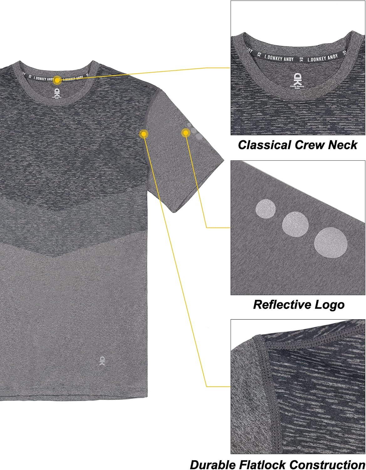 Little Donkey Andy Men's Quick Dry Sweat Wicking Stretch Short Sleeve T-Shirt UV Protection Workout Running Hiking Tee - Image 5