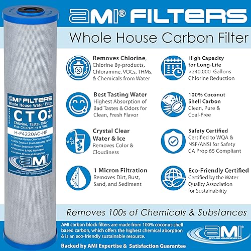 Miniatura 5 de APPLIED MEMBRANES INC. Juego de cartuchos de filtro de repuesto para filtro de agua para toda la casa, 2 filtros de sedimentos y bloques de carbono