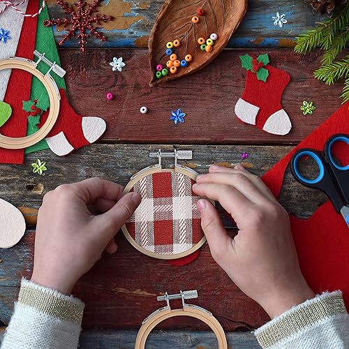 Miniatura 5 de Caydo 10 mini aros de bordado de 2.5 pulgadas, círculo de bambú, aro de punto de cruz para bordado, artesanía de costura práctica y decoración de
