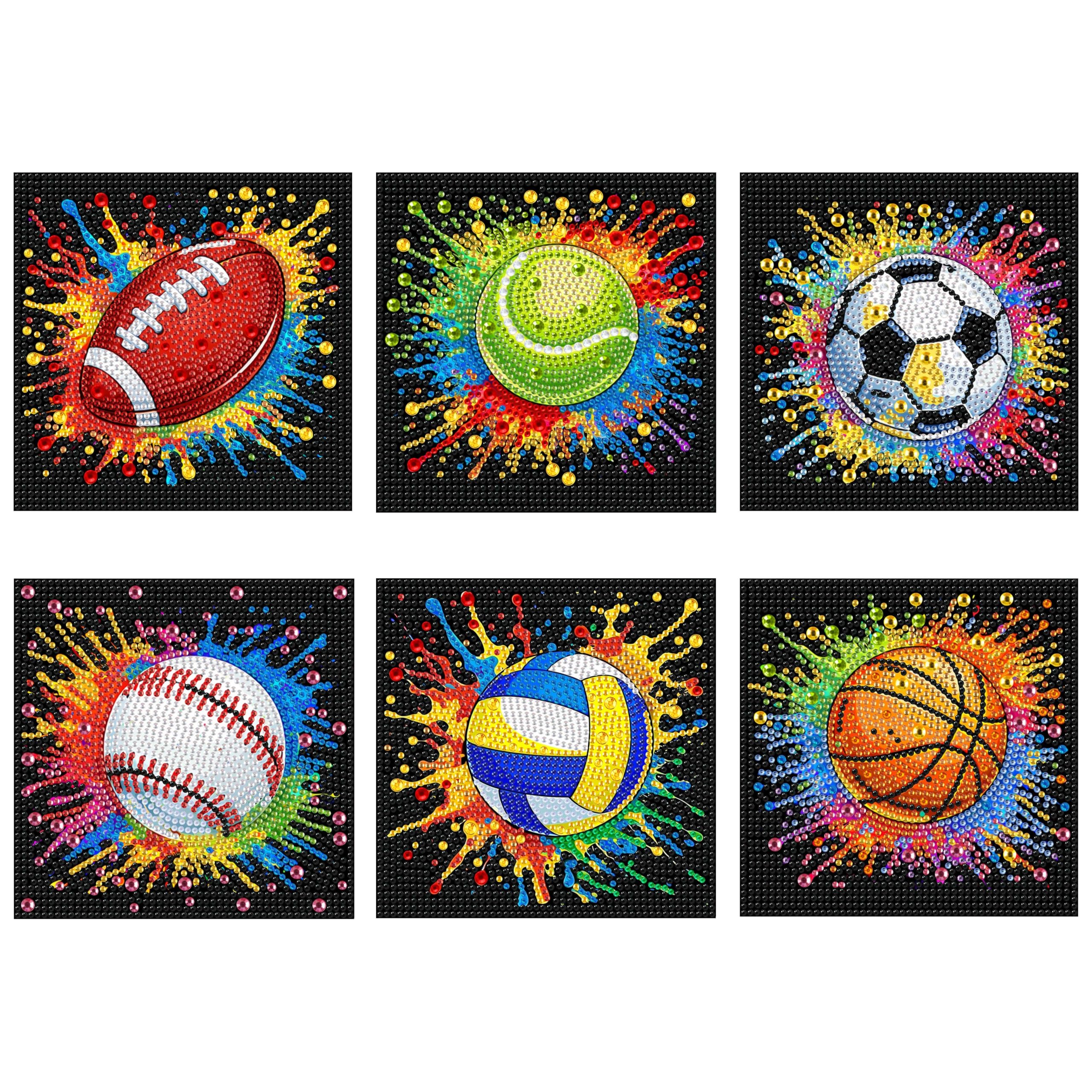 Yunruily 6 Packs Diamond Art Kits for Kids - Balls Diamond Painting Kit for Kids,5D Diamond Painting Small Crafts Sets for Children Christmas and Birthday Gifts โ image 1