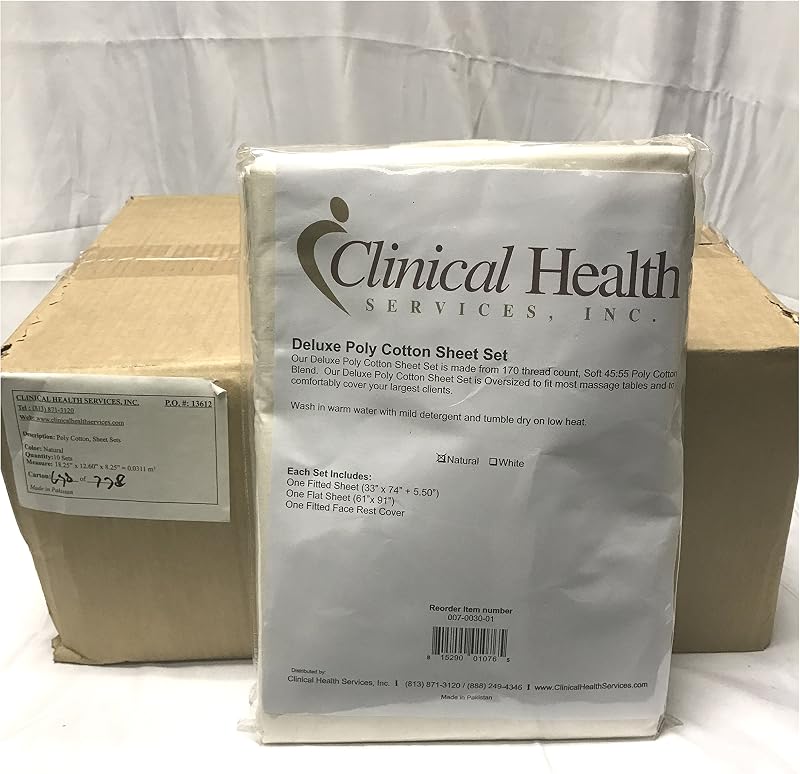 Conjunto de lençóis para maca de massagem em polialgodão, 3 peças, Natural, pacote com 10