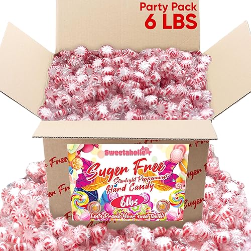 Sweetaholic Caramelo de menta sin azúcar de 6 libras Caramelo envuelto individualmente Disco de menta fresca Lo mejor para adultos diabéticos
